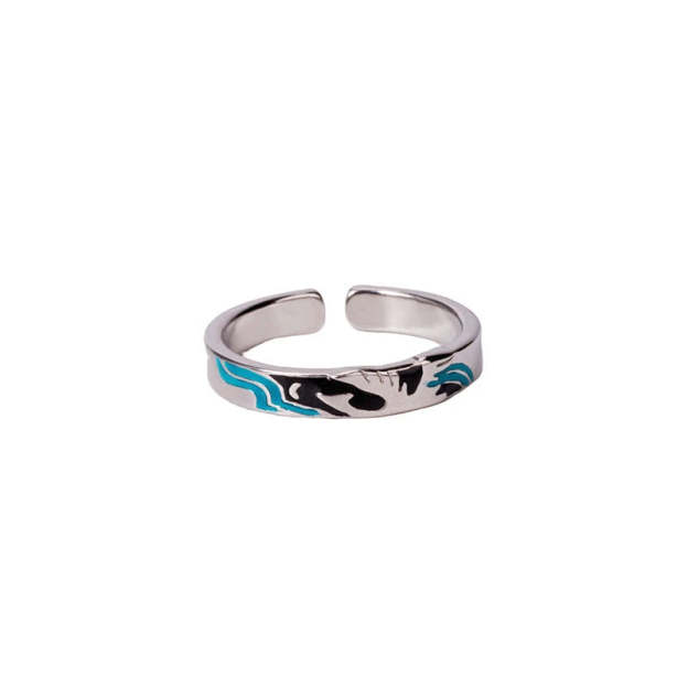 The Great Wave Off Birds Women Couple Ring