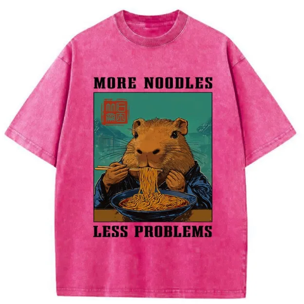 More Noodles Less Problems Washed T-Shirt