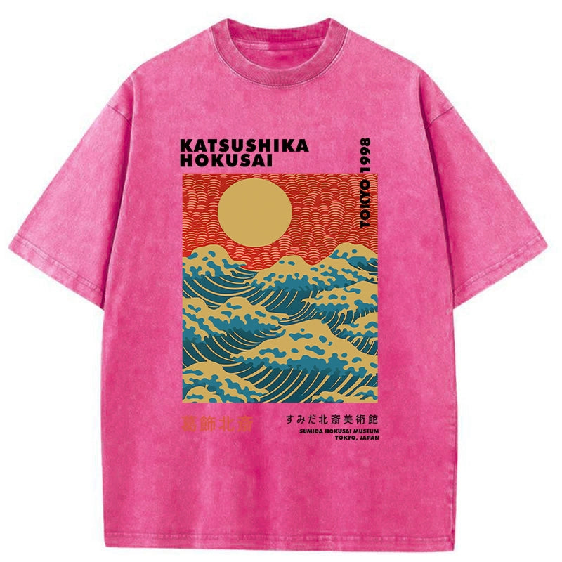 Katsushika Hokusai Washed T-Shirt