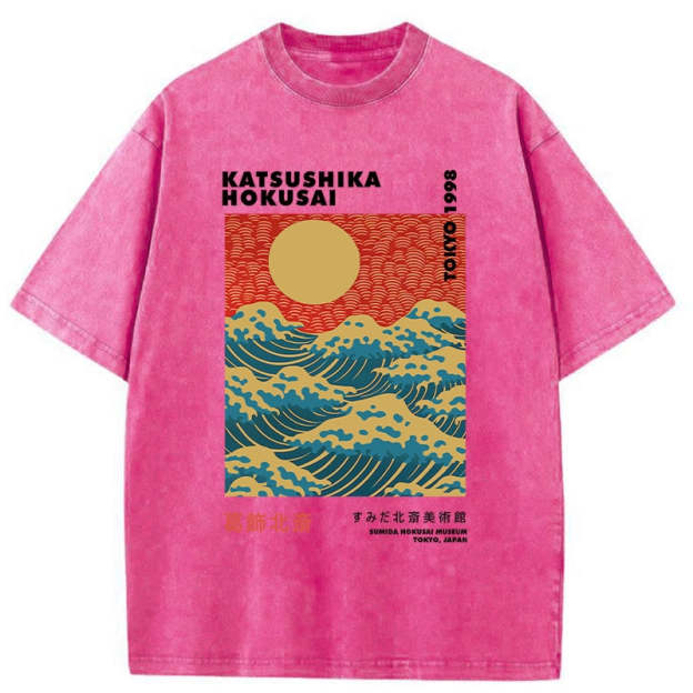Katsushika Hokusai Washed T-Shirt