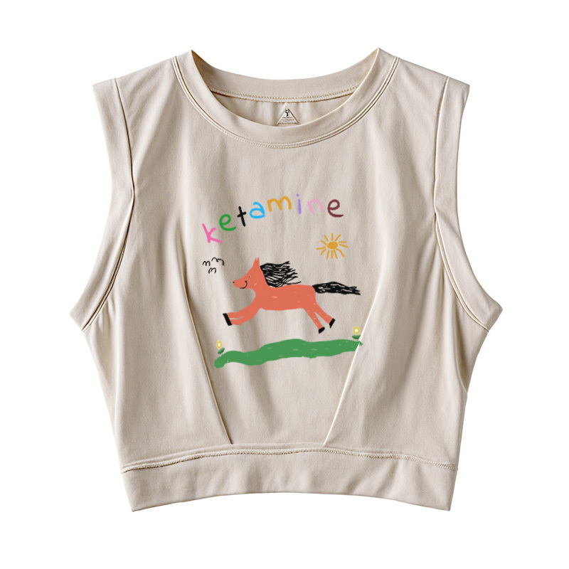  Running Orange Pony Sleeveless Crop Top