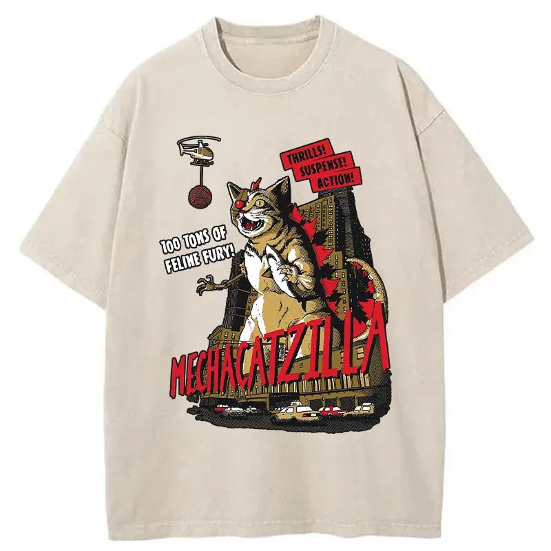 MechaCatzilla Washed T-Shirt