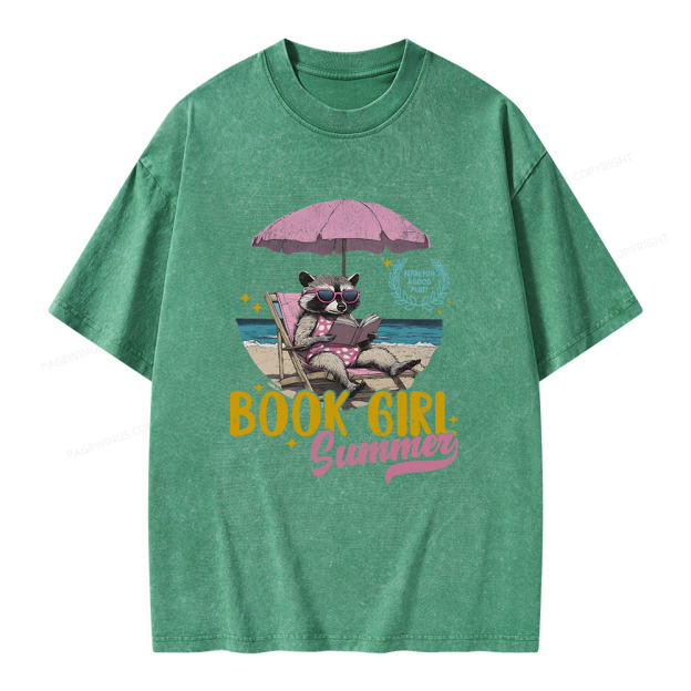 Book Girl Summer Unisex Washed T-shirt