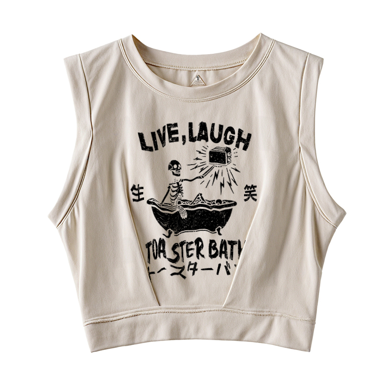  Funny Electric Shock Skeleton Sleeveless Crop Top