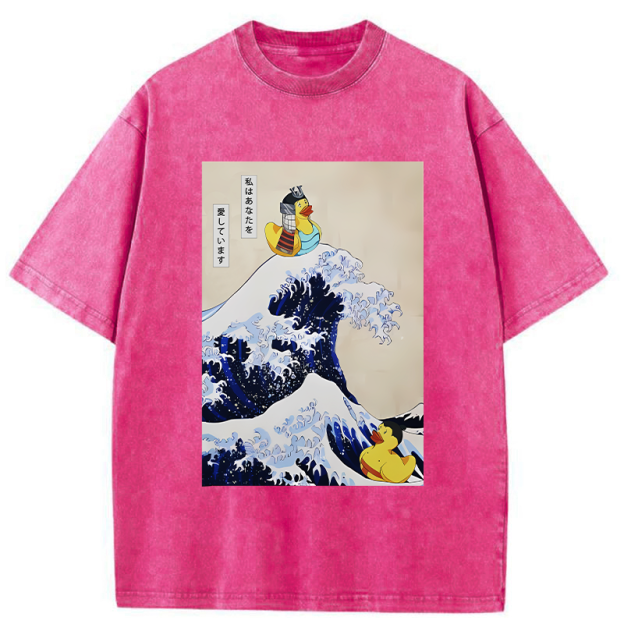 Samurai Duck And Sumo Duck Washed T-Shirt