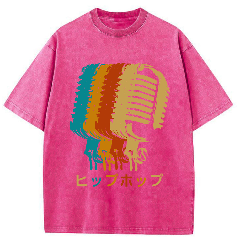Vintage Hip-hop Mic Washed T-Shirt