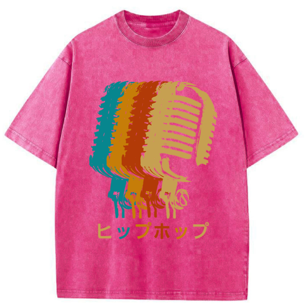 Vintage Hip-hop Mic Washed T-Shirt