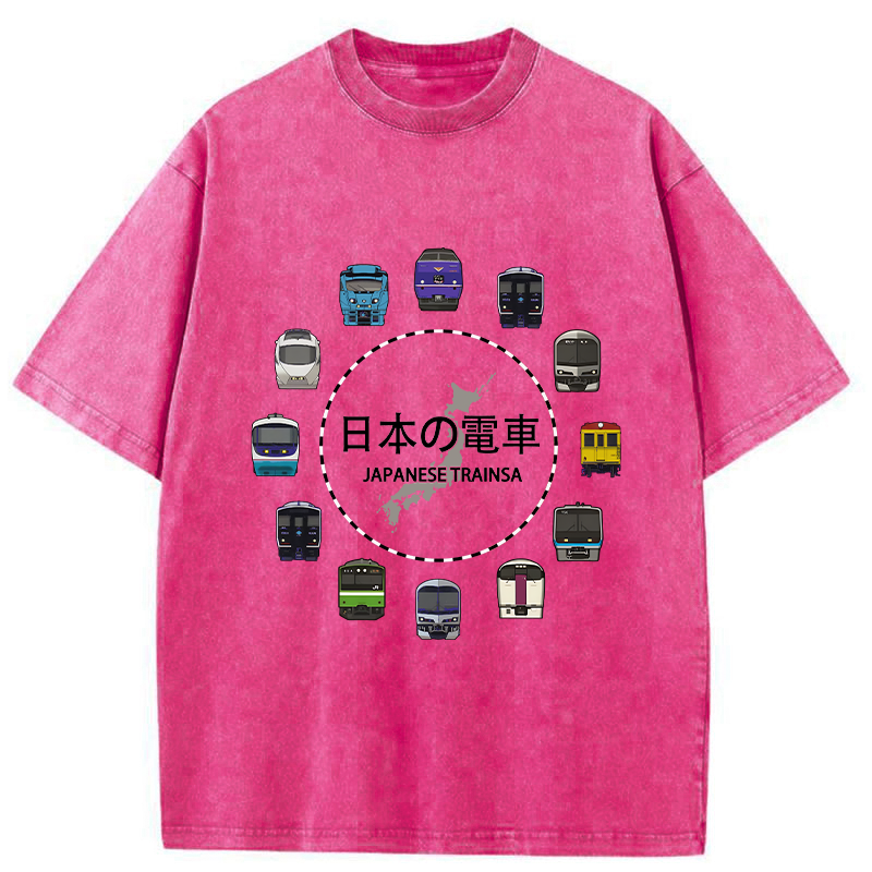 Japanese Trains Washed T-Shirt