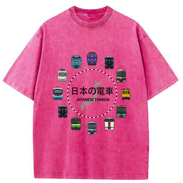 Japanese Trains Washed T-Shirt