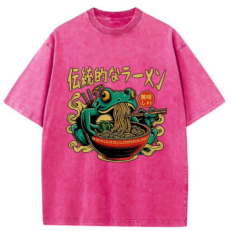 Frog Obsessed With Ramen Washed T-Shirt