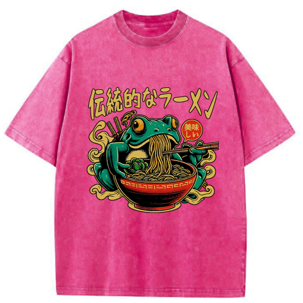 Frog Obsessed With Ramen Washed T-Shirt
