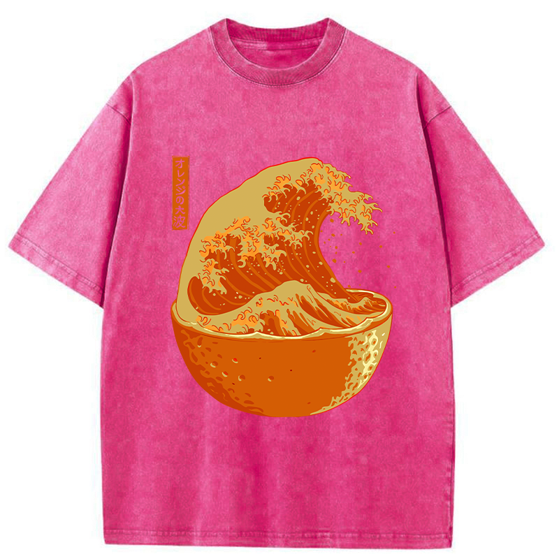 The Great Wave Off Orange Washed T-Shirt