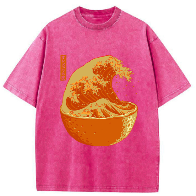 The Great Wave Off Orange Washed T-Shirt
