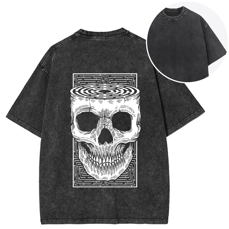 Horror Skull Back Washed T-Shirt