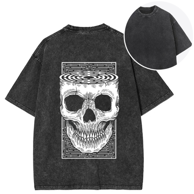 Horror Skull Back Washed T-Shirt