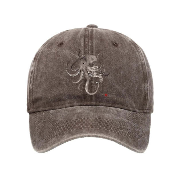  Octopus Japanese Calligraphy Washed Cap