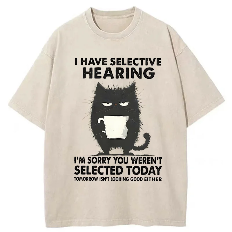 Unisex Selective Hearing Washed T-Shirt