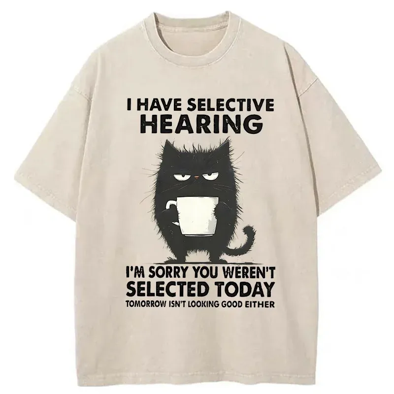 Unisex Selective Hearing Washed T-Shirt