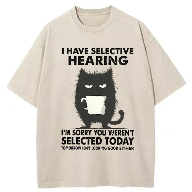 Unisex Selective Hearing Washed T-Shirt