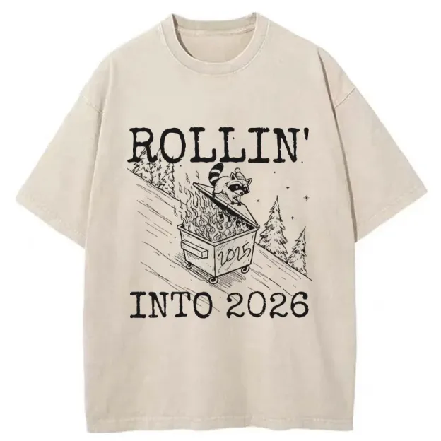 Unisex Rollin' Into 2026 Washed T-Shirt