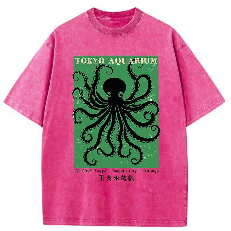 Unisex Tokyo Japanese Aquarium Washed T-Shirt