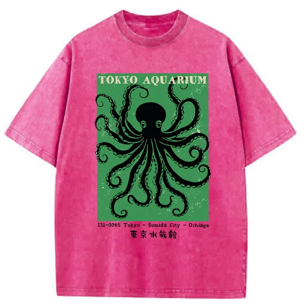 Unisex Tokyo Japanese Aquarium Washed T-Shirt