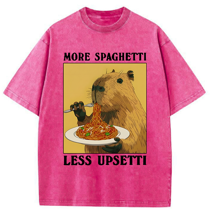 Unisex Capybara Eating Pasta Washed T-Shirt