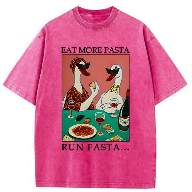 Unisex Eat More Pizza Washed T-Shirt