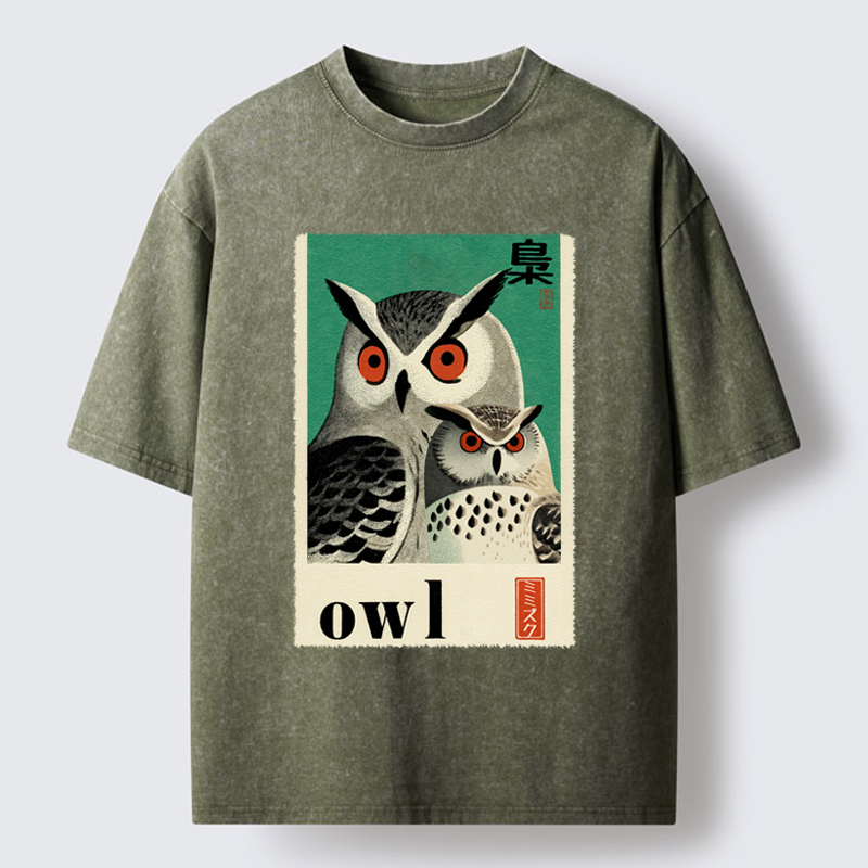 Unisex Eagle Owls Washed T-Shirt