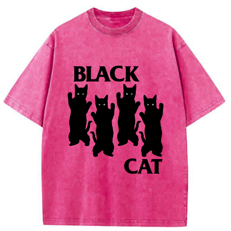 Four Black Cats Washed T-Shirt