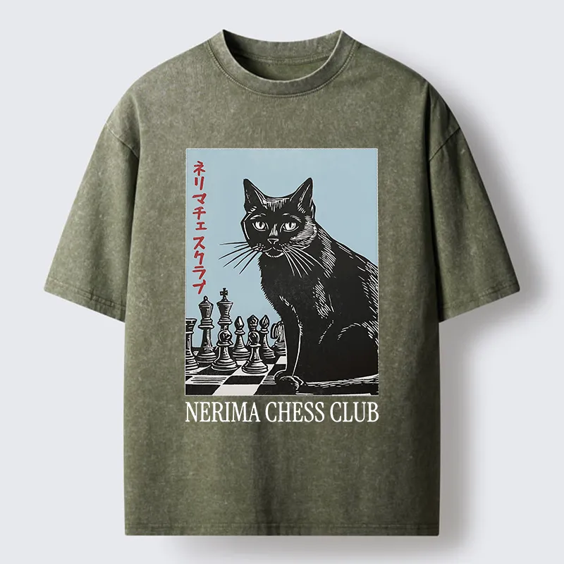 Unisex Chess And Cat Washed T-Shirt