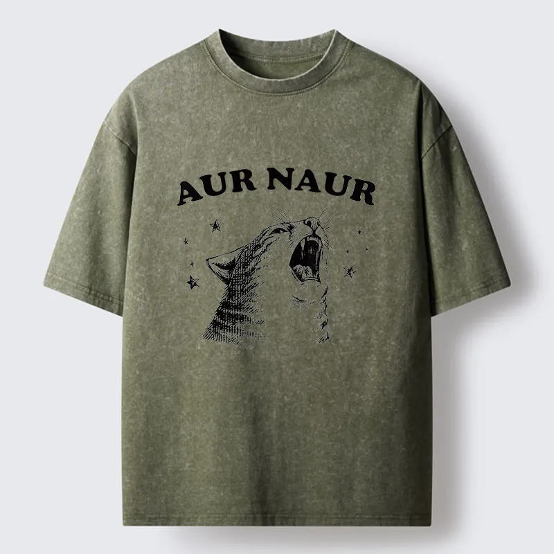 Unisex Aur Naur Cat Washed T-Shirt