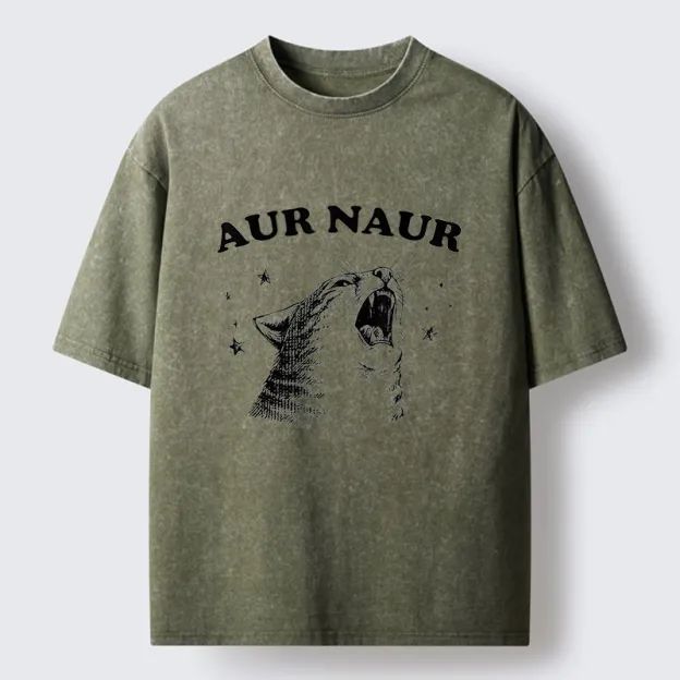 Unisex Aur Naur Cat Washed T-Shirt