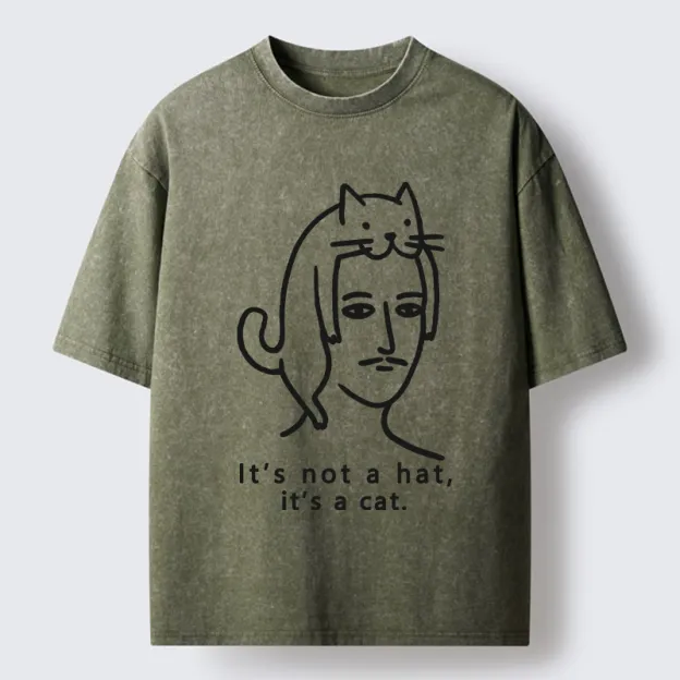 Unisex Not Hat It’s A Cat Washed T-Shirt