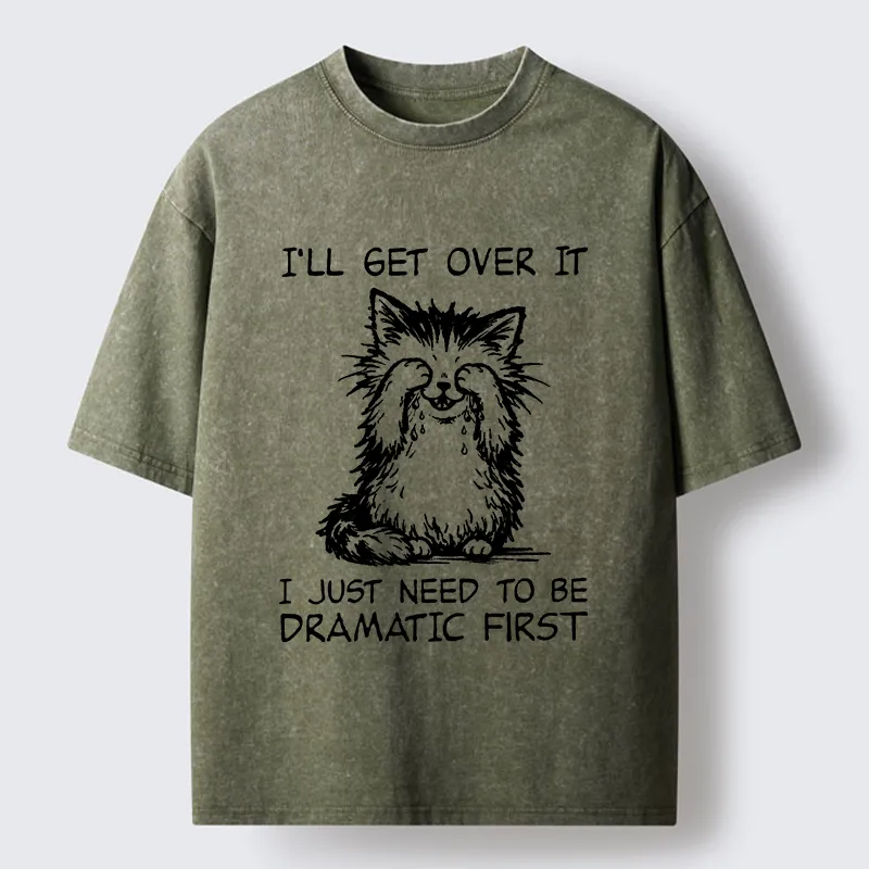Unisex Dramatic First Cat Washed T-Shirt