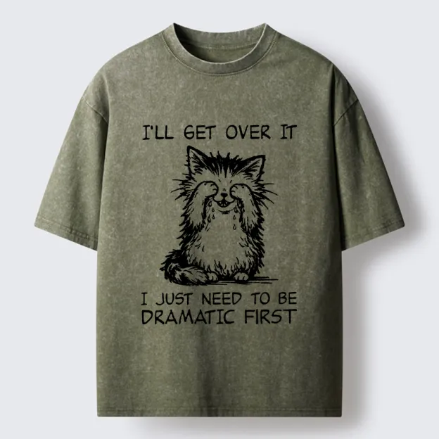 Unisex Dramatic First Cat Washed T-Shirt