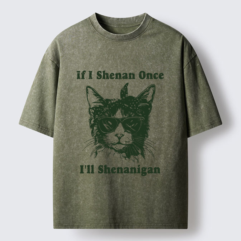 Unisex St. Patrick's Elegant Cat Washed T-Shirt