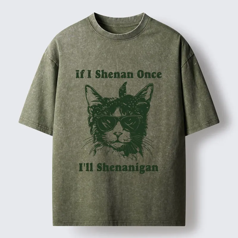 Unisex St. Patrick's Elegant Cat Washed T-Shirt