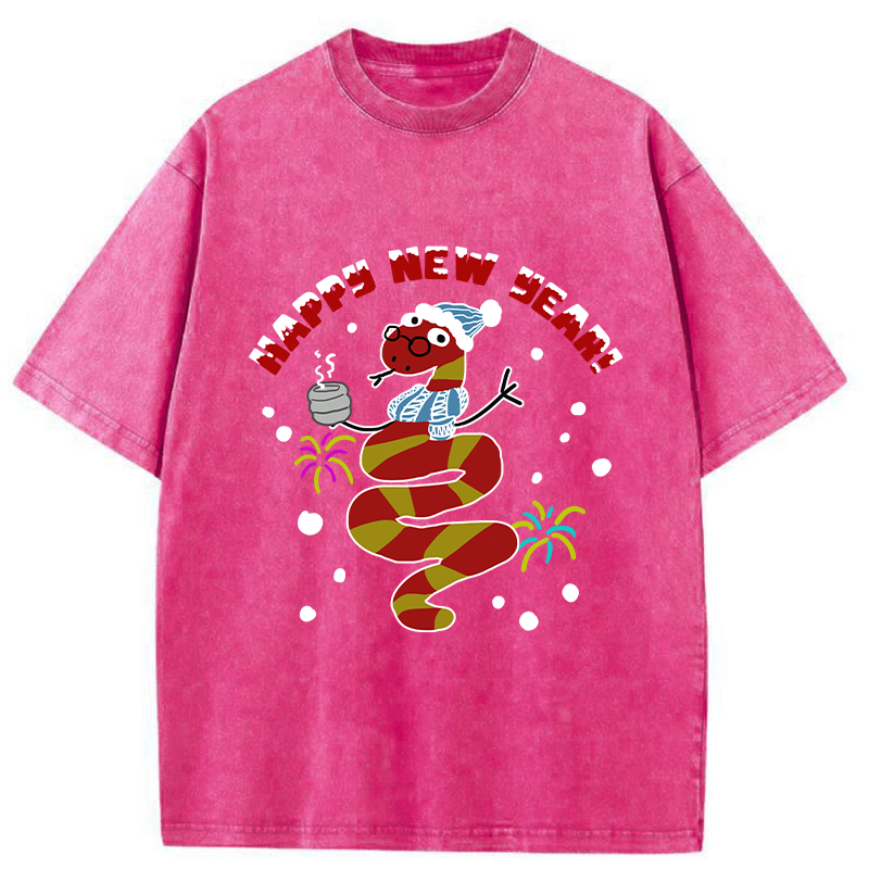 Snake Wearing Scarf And Hat Washed T-Shirt
