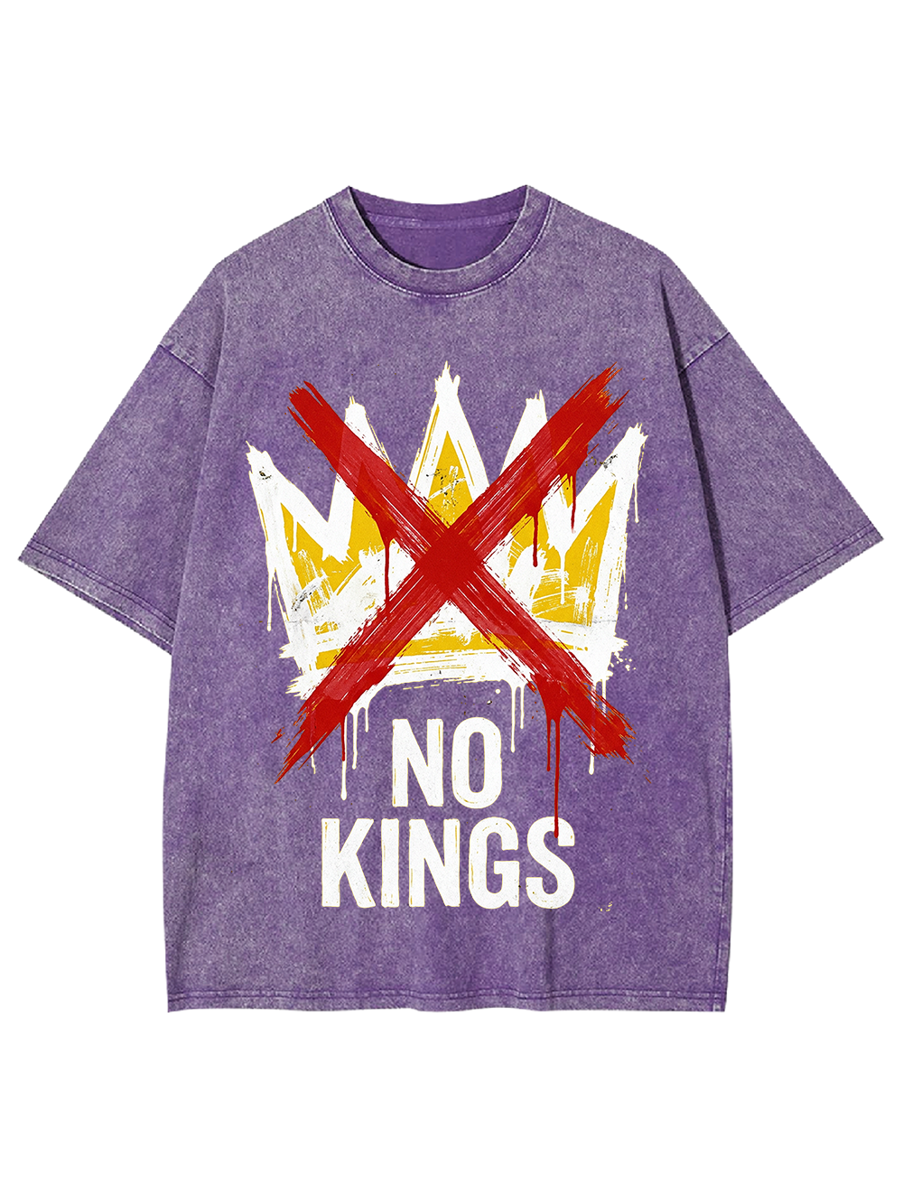 Unisex NO KINGS—Street Rebellion Printed Washed Tee