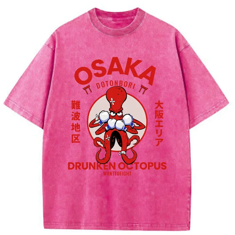 Tokyo-Tiger Osaka Octopus Monster Japan Washed T-Shirt