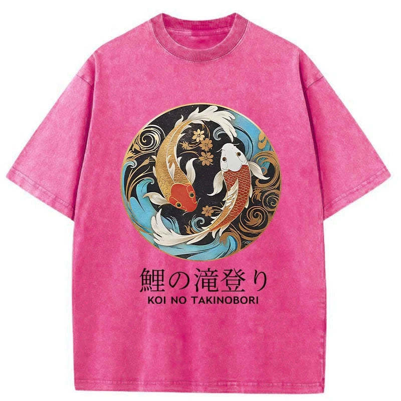 Two Koi Carps Washed T-Shirt