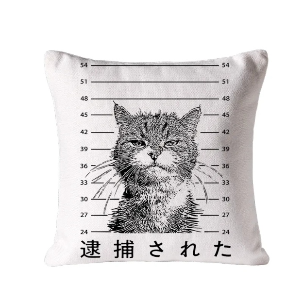 Cat That Was Arrested Cushion Pillow