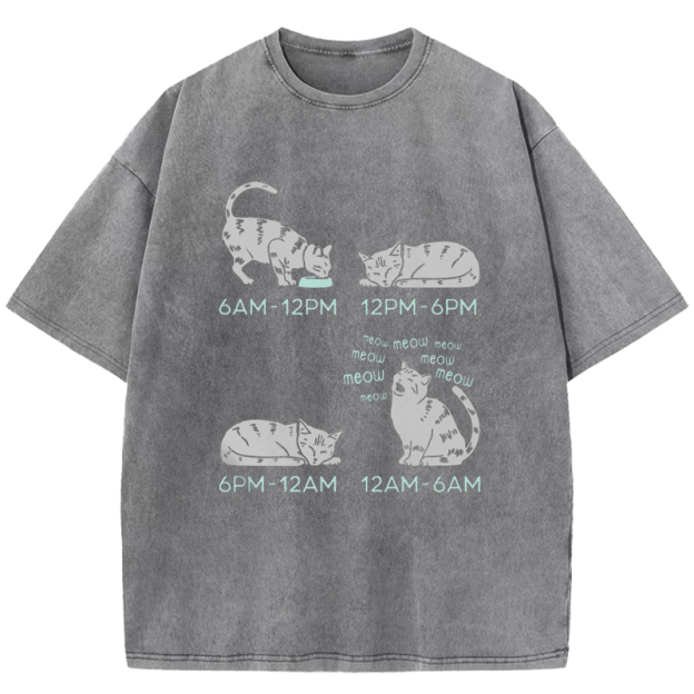  Cat's Schedule Washed T-Shirt
