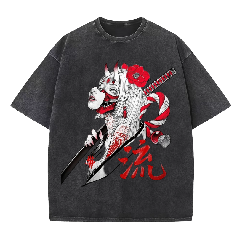  Japanese Design Vintage Washed T-Shirt