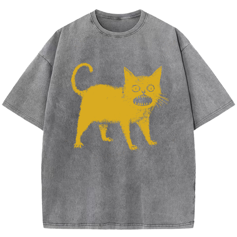 Horrible Japanese Cat Washed T-Shirt