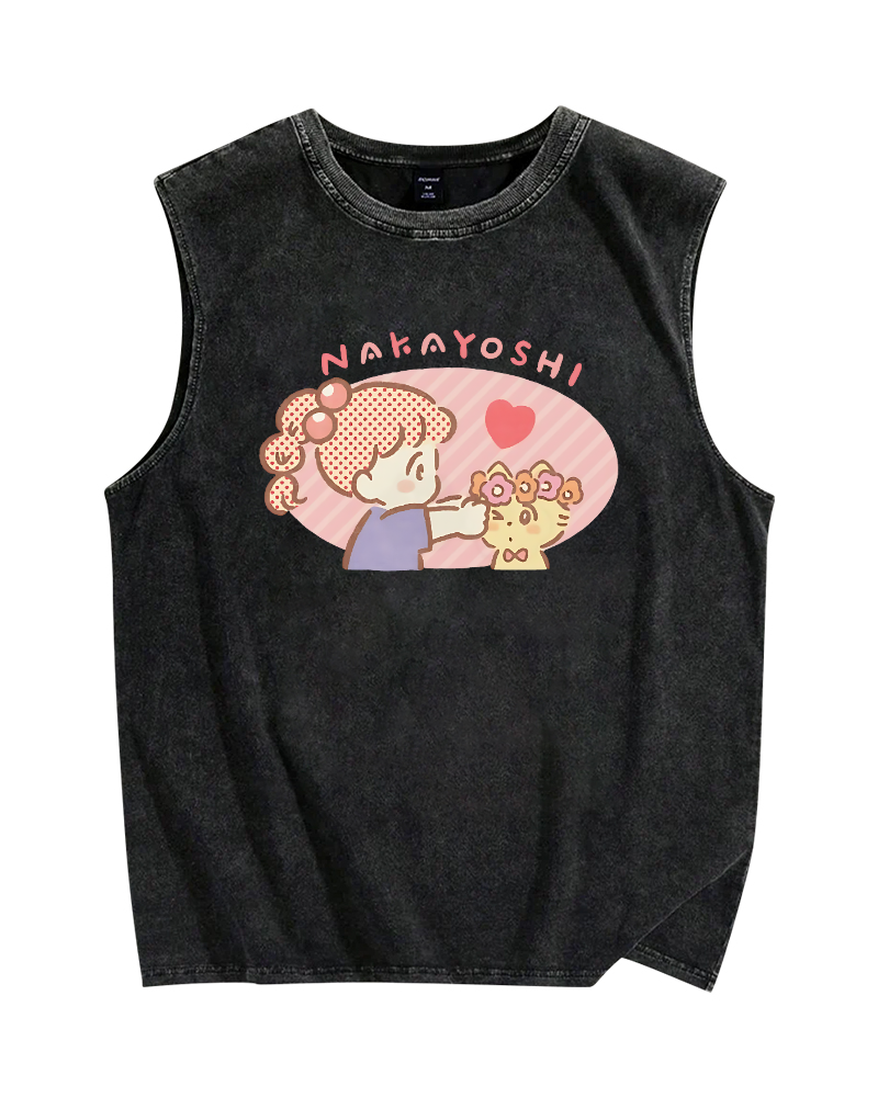 Good friend(nakayoshi) Vintage Distressed Washed Tank Top