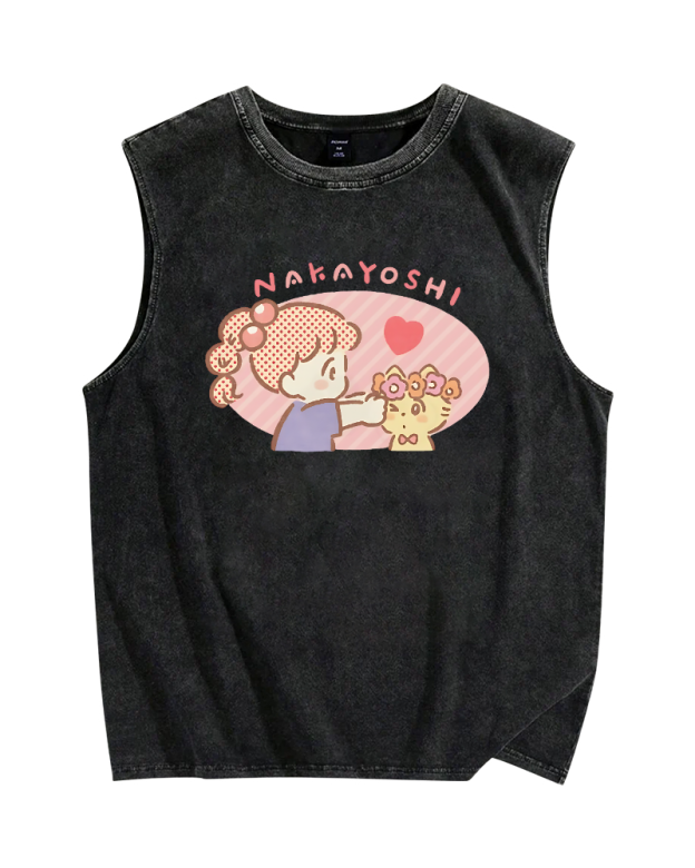 Good friend(nakayoshi) Vintage Distressed Washed Tank Top