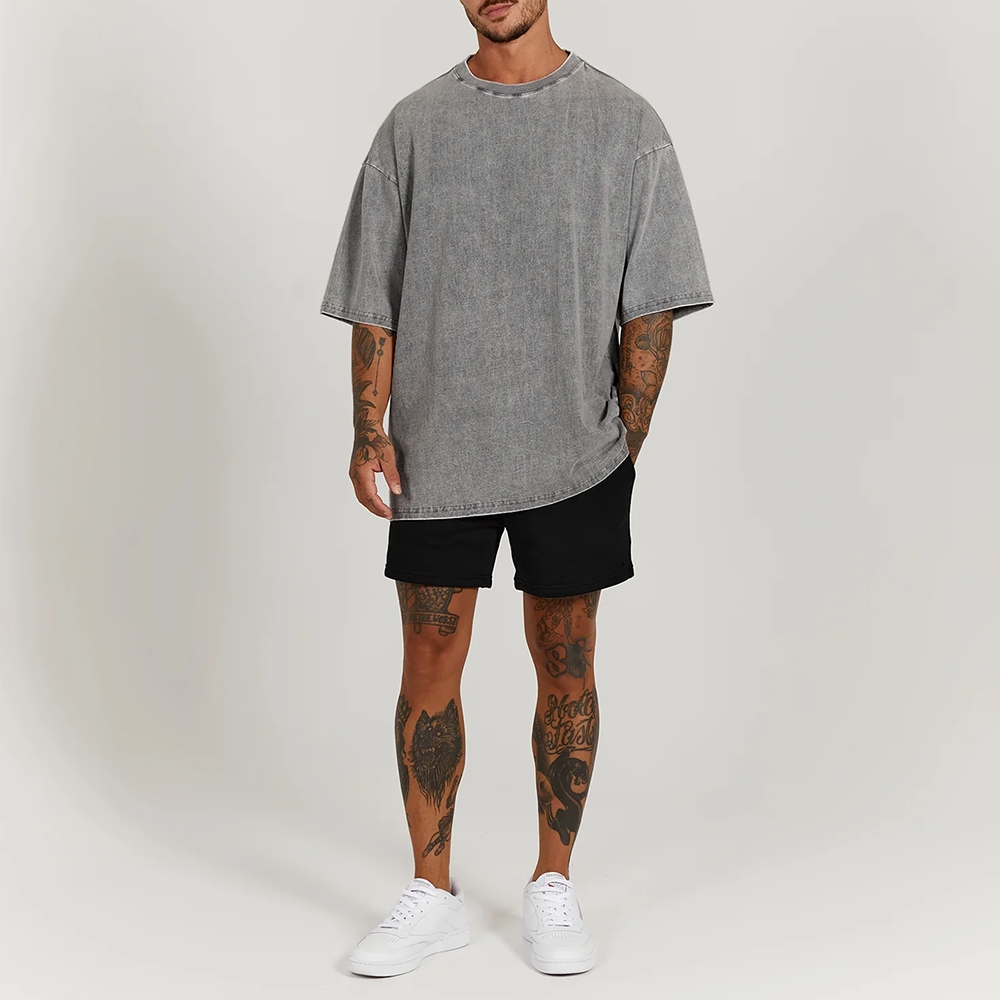 Fishes Pattern Printed Washed Vintage Short Sleeves T-Shirt