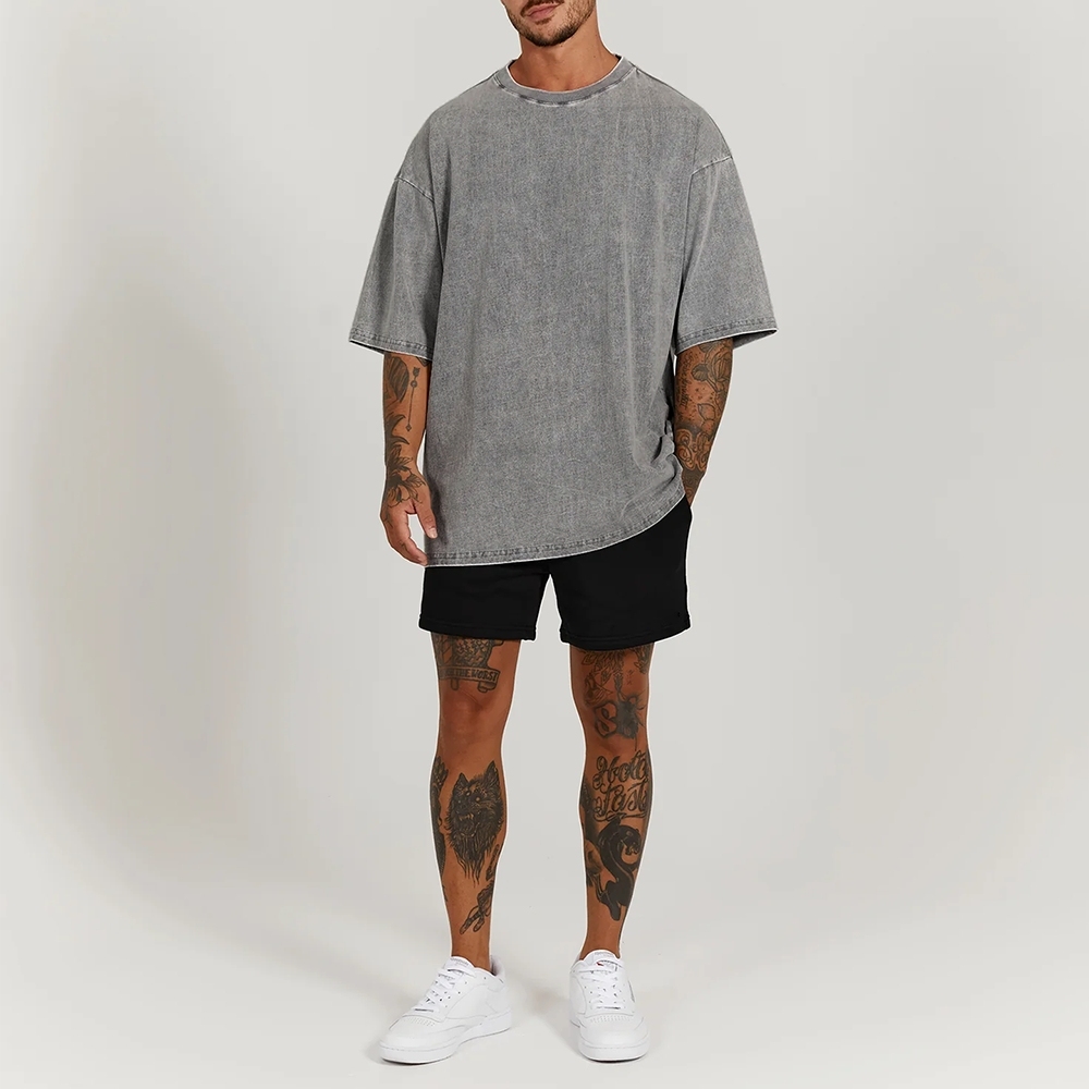 Fishes Pattern Printed Washed Vintage Short Sleeves T-Shirt